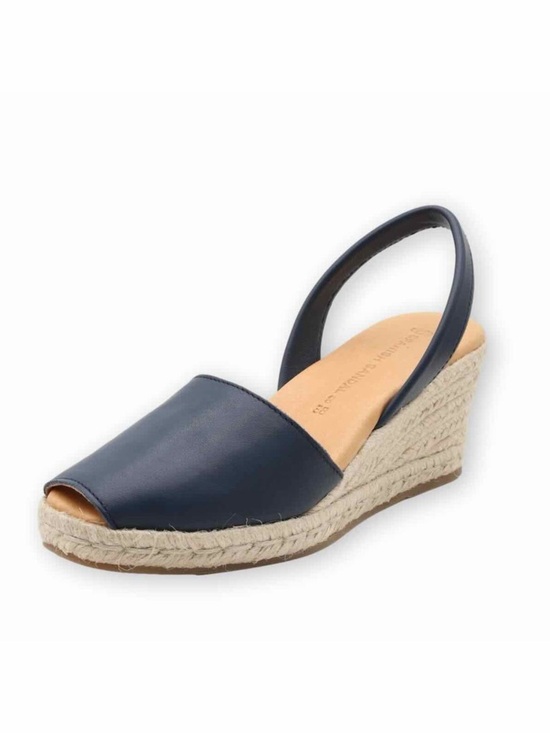 Spanish Sandal Co Shoes - Spanish Sandal Co Navy Blue Espadrille Wedge Slingback Sandals